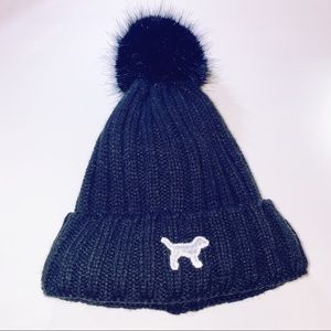 Pink Victoria’s Secret Black Winter Hat